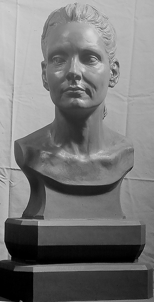 Michelle, clay sculpture prior to plaster casting; sculpted from life by P. Brad Parker