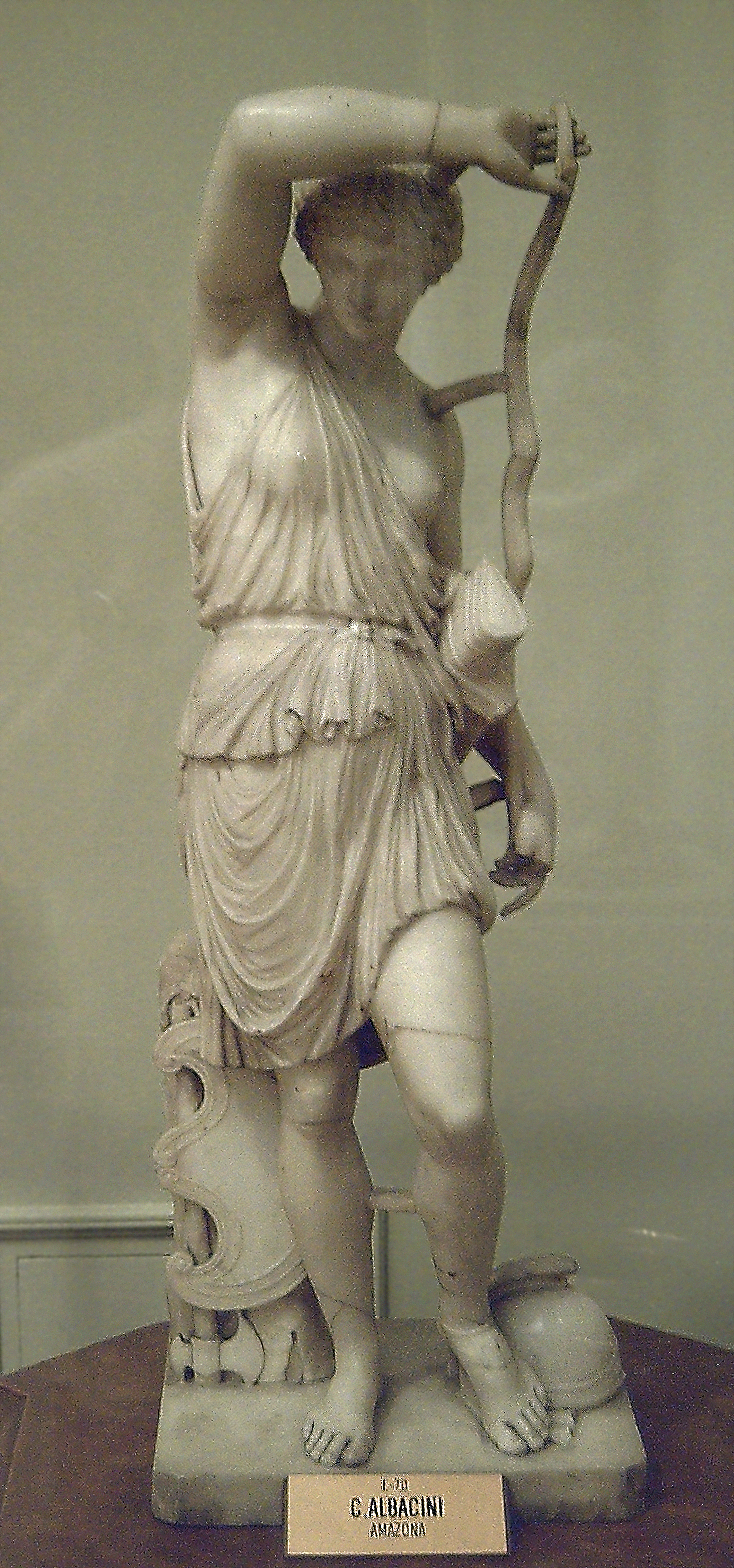 AMAZON, at the Museum of the Royal Academy of Fine Arts of San Fernando, in Madrid (Spain). Sculpted in white marble by Carlo Albacini (active between 1770 and 1807) around 1780. Dimensions: 71 x 26 x 23 cm. It's a copy of the Greek original (440–430 BC) at the Capitoline Museums (Rome, Italy).
