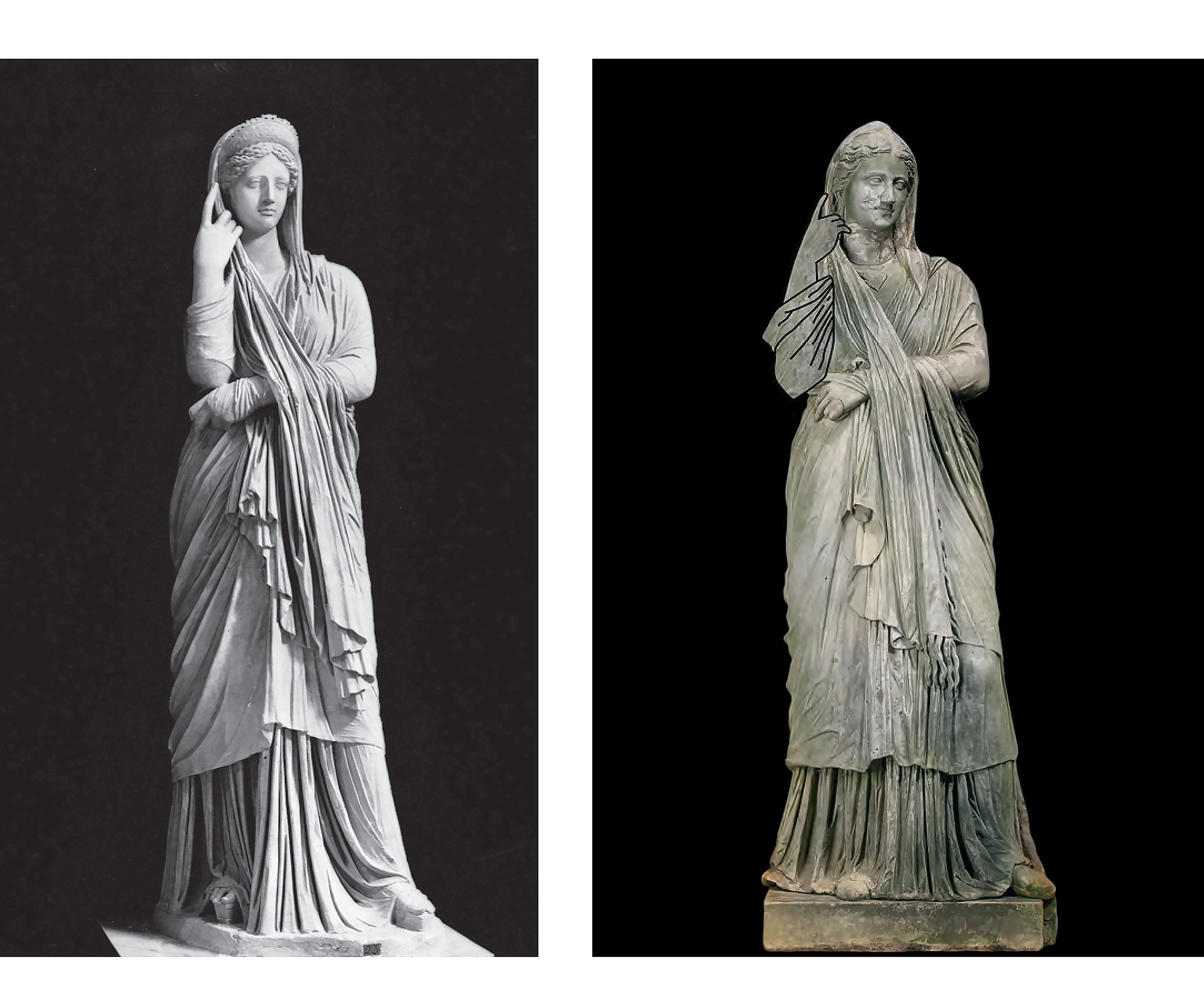 Fig_2_above_left_Statue_of_a_Woman_BraccioNuovoType_right_hand_and_head_restored_Roman_late1st_centuryAD_Marble_VaticanMuseums_Fig_3_above_right_Photoshop_Reconstruction_of_ﬁg1