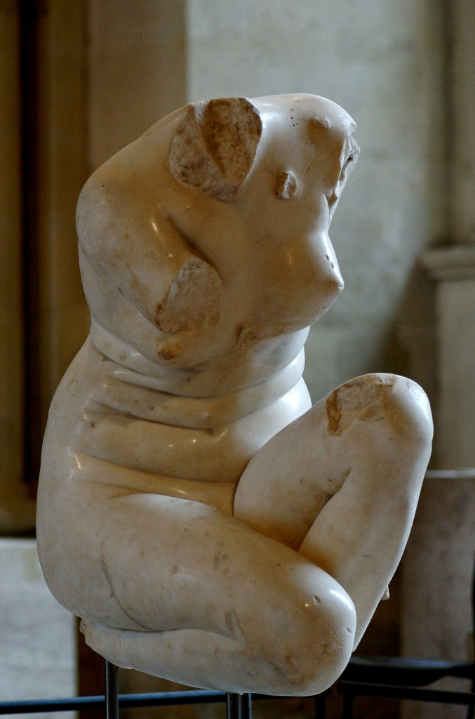 Crouching Venus loosely Derived from the Cnidian Aphrodite by Praxiteles from Sainte-Colombe Isère, France; Sully Room 17, Louvre, 1, A