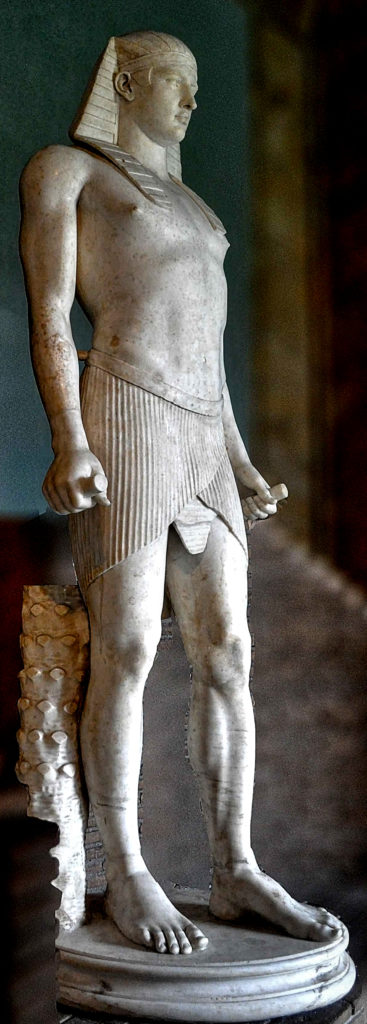 Antinous-Osiris Die statuarische Ausstattung der Villa Hadriana bei Tivoli (Peter Lang: Frankfurt am Main, Bern: 1963) 114. Discovered in 1738/39 and donated by Benedict XIV to the Capitoline Museums. It has been in the Vatican Museums since 1838. While Hadrian was visiting the province of Egypt in late 130 AD, his favorite Antinous drowned mysteriously in the Nile River. This tragic event led to the creation of a new divinity: Osirantinous, or Antinous as a manifestation of Osiris, the god who died and was reborn. One of our best primary sources for information about the new deity Osirantinous and the founding of Antinopolis, the new city created by Hadrian near the spot of Antinous’ death, is the Obelisk of Antinous, found in Rome outside Porta Maggiore at the end of the 16th century. The Aswan pink granite obelisk, which now stands in the Pincian Hill Gardens, was commissioned by Hadrian after 130 AD to honour the deceased Antinous.