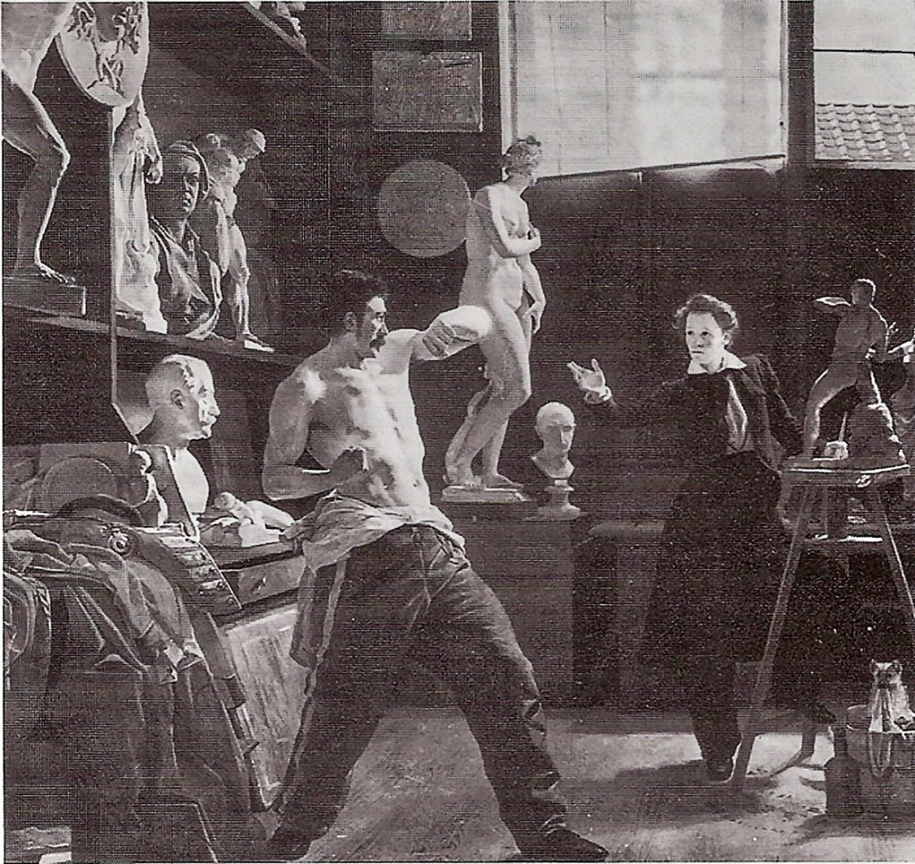 Figure 3 - Wilhelm Bendz, A sculptor works after a living model in his studio