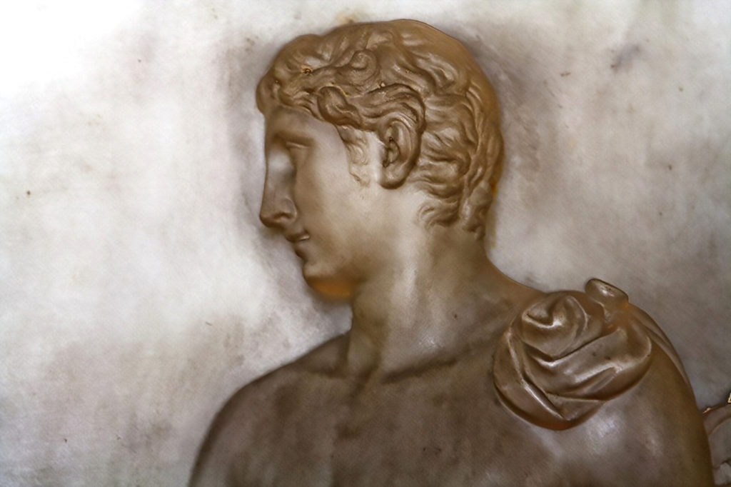 Frederich Wilhelm Eugen Doel - Minerva handing Pegasus over to Bellerphon, marble relief in Gotha, Thüringen