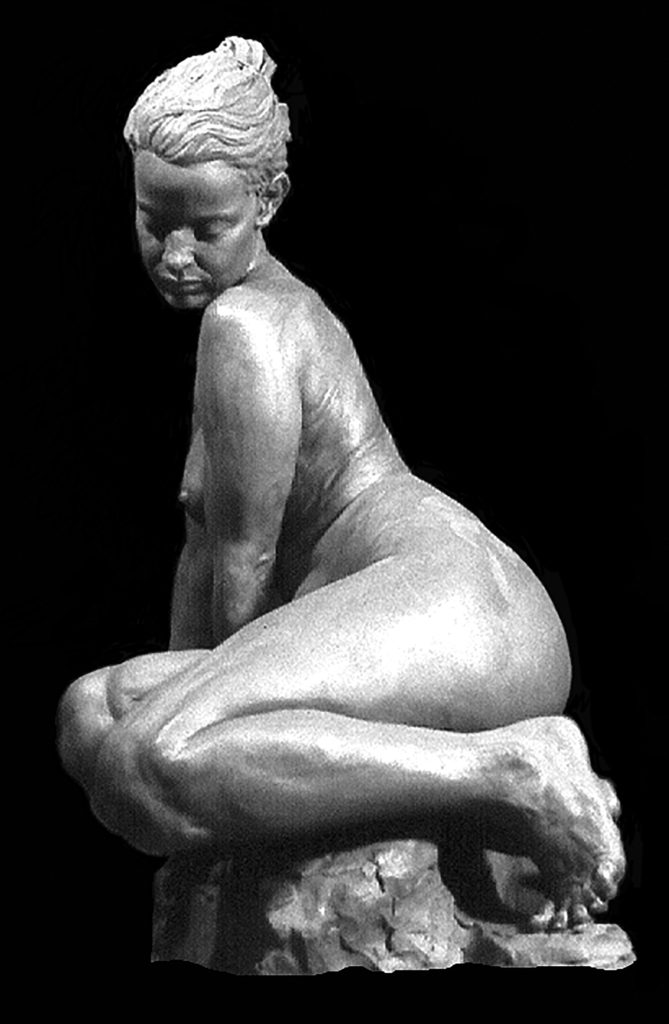 Salome, clay sculpture prior to plaster casting; sculpted from life model Lea by P. Brad Parker
