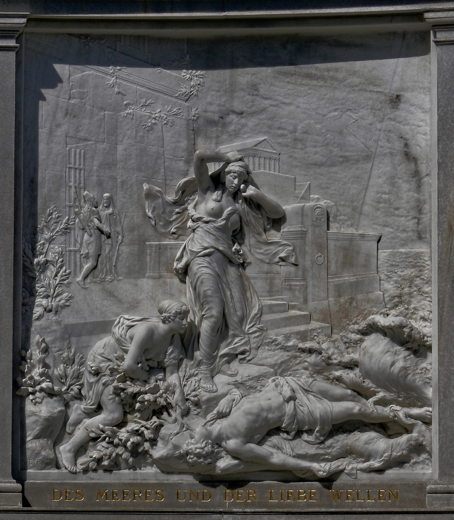 Wien - Grillparzerdenkmal Relief Des Meeres und der Liebe Wellen, bildhauer Rudolf Wyer