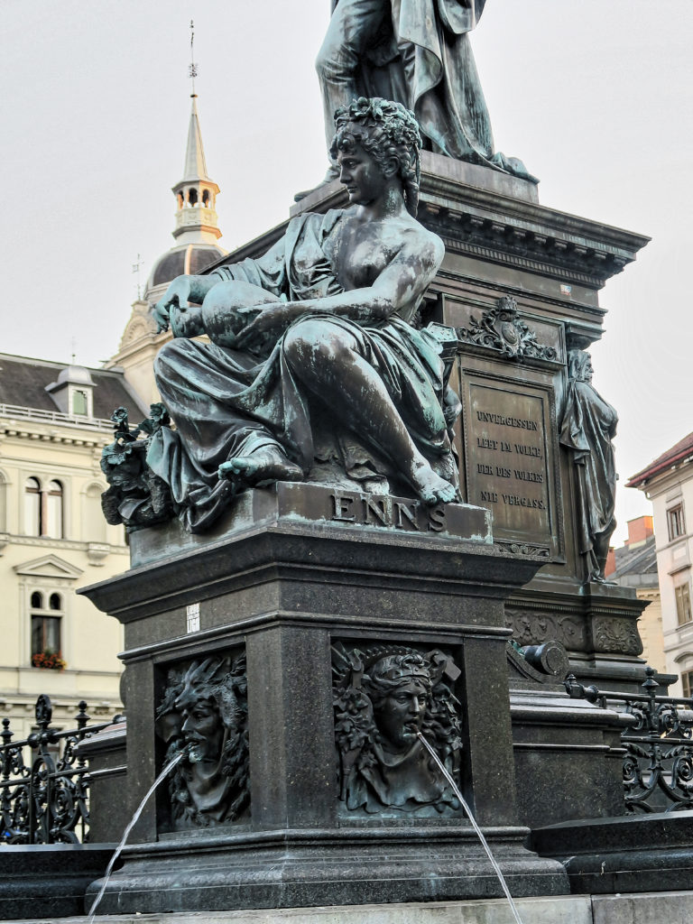 Erzherzog Johann Brunnen, The Archduke Johann Fountain at Hautplatz in Graz, Austria, sculptor - Franz Pönninger