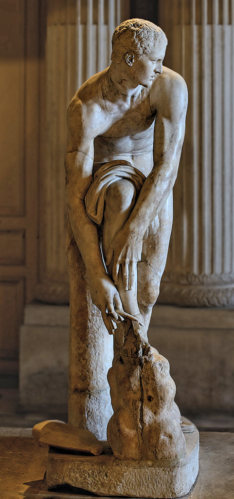 Jason the Sandal-binder, Cincinnatus, Hellenistic, Greco-Roman sculpture, Louvre - reconstruction with correct head in the Copenhagen Royal Cast Collection, this version in the Louvre has the wrong head