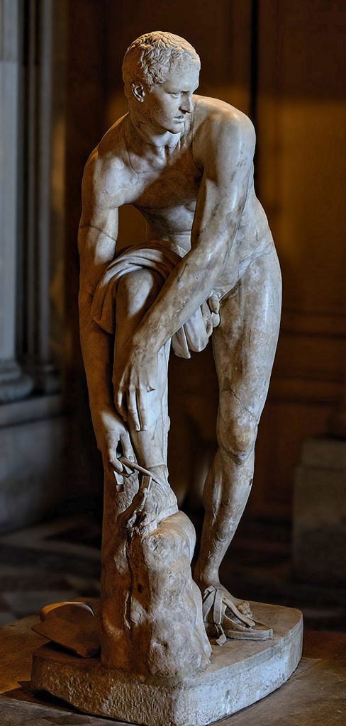 Jason the Sandal-binder, Cincinnatus, Hellenistic, Greco-Roman sculpture, Louvre - reconstruction with correct head in the Copenhagen Royal Cast Collection, this version in the Louvre has the wrong head