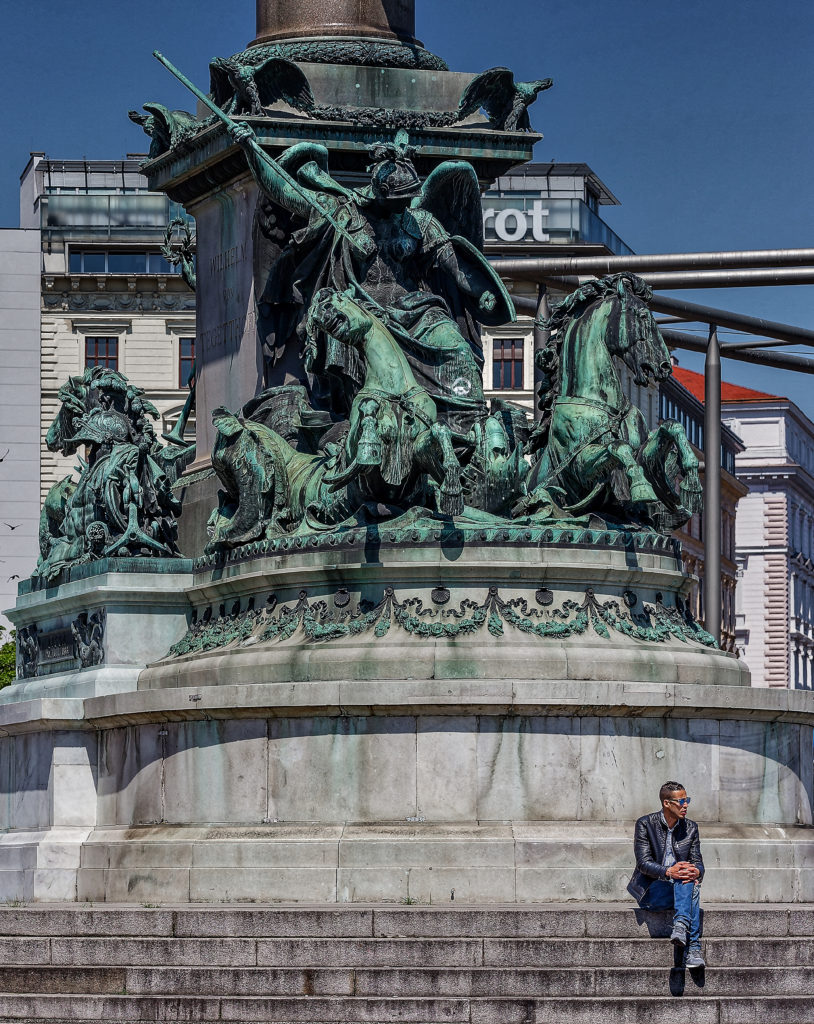Praterstern in Vienna - Leopoldstadt, Tegetthoff Denkmal, Wein, Praterstern, Carl Kundmann, bildhauer - statue, and Carl von Hasenauer, architecture, unveiled on September 21, 1886