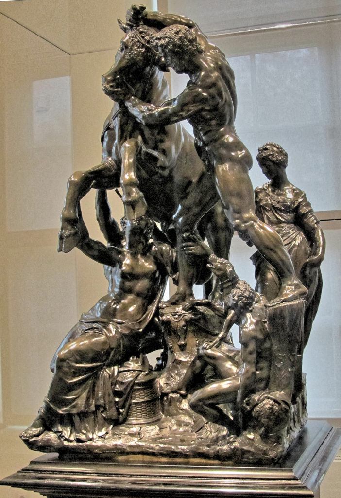 Skulptur eines Farnesischen Stiers von Adriaen de Vries, Bronze, 1614, ausgestellt im Herzoglichen Museum Gotha (Thüringen), Germany