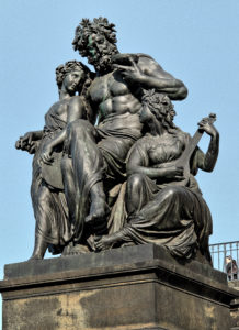 Johannes Schilling, bildhauer - Vier Tageszeiten Abend (The evening) Statuengruppe am nördlichen Aufgang der Brühlschen Terrasse in Dresden, Bronze casts replaced the four original sandstone figures since 1908